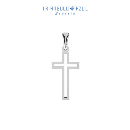 Dije Cruz Delineada en Oro Blanco de 14K
