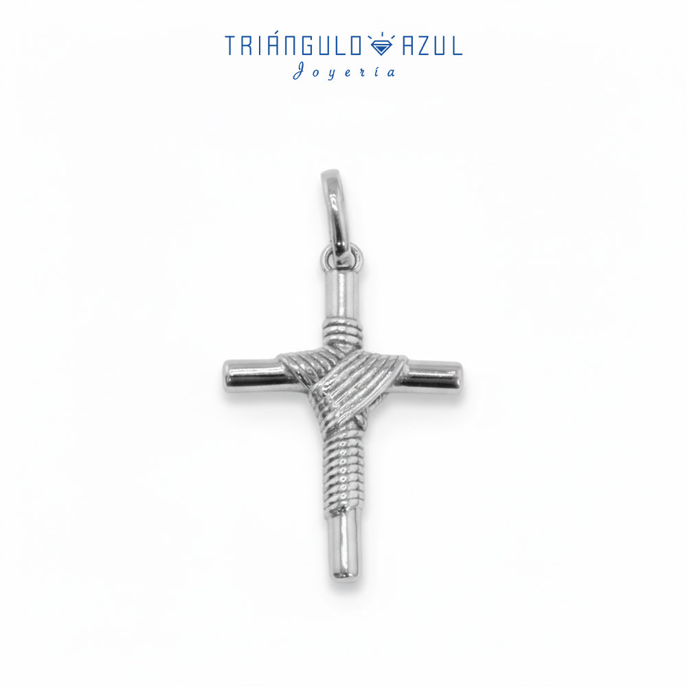 Dije Cruz Atada en Oro Blanco de 10K