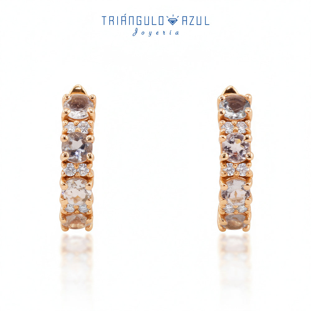 Arracadas Isabel con Aquamarinas con 0.68 CTS Total y Diamantes con 0.12 CTS Total en Oro Amarillo de 14K