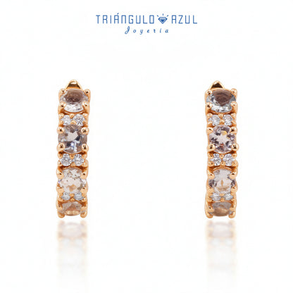Arracadas Isabel con Aquamarinas con 0.68 CTS Total y Diamantes con 0.12 CTS Total en Oro Amarillo de 14K