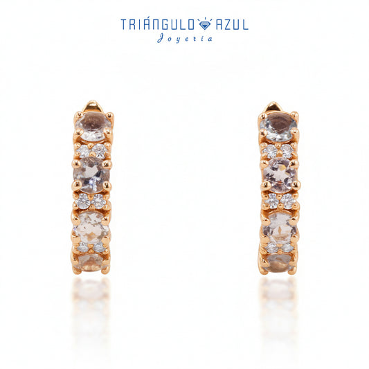 Arracadas Isabel con Aquamarinas con 0.68 CTS Total y Diamantes con 0.12 CTS Total en Oro Amarillo de 14K