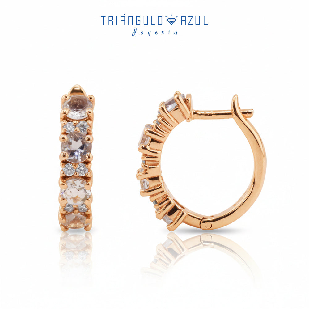 Arracadas Isabel con Aquamarinas con 0.68 CTS Total y Diamantes con 0.12 CTS Total en Oro Amarillo de 14K