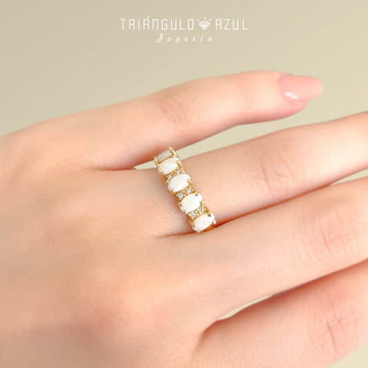 Churumbela Camila de Ópalos y Diamantes en Oro Amarillo de 14K
