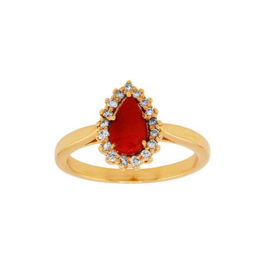 Anillo con Coral y Diamantes