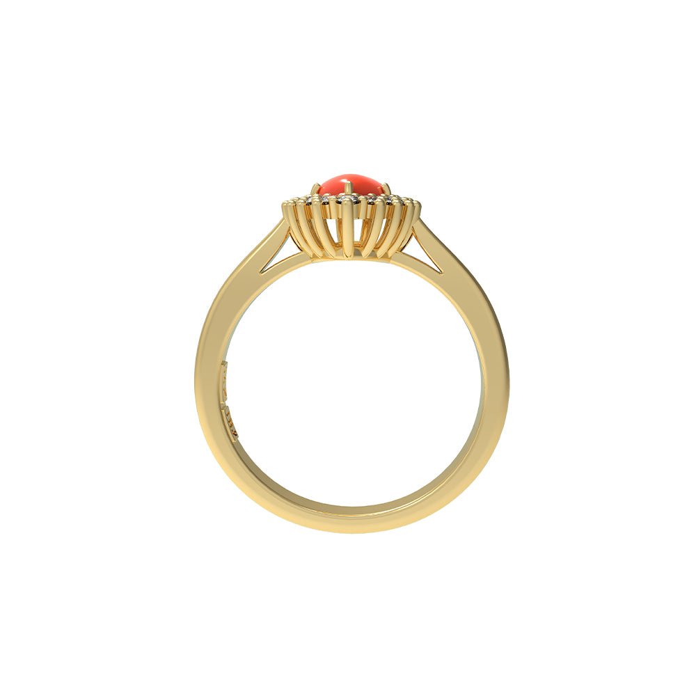 Anillo con Coral y Diamantes