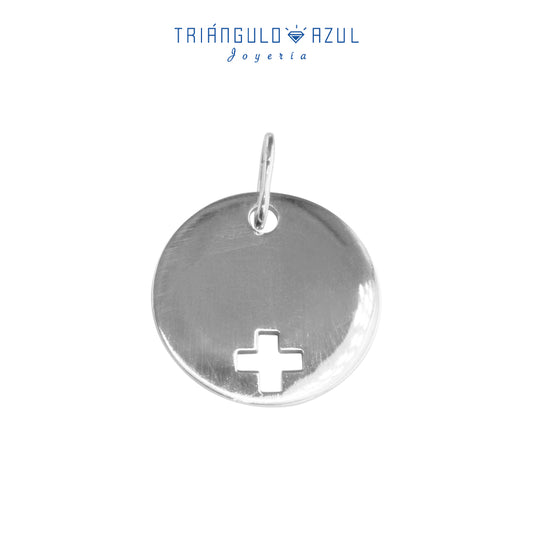 Medalla Cruz en Oro Blanco de 14K