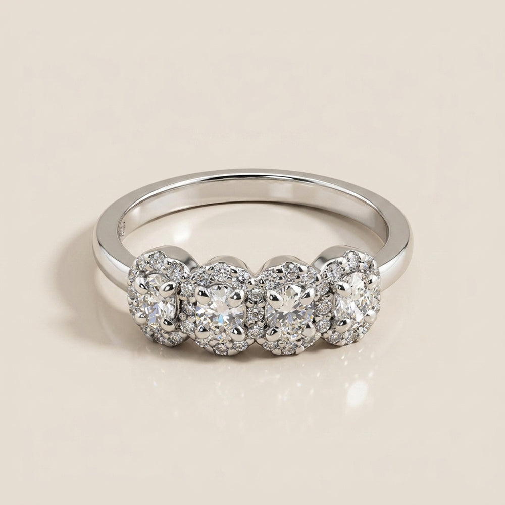 Churumbela Halo de Diamantes en Oro Blanco de 14K