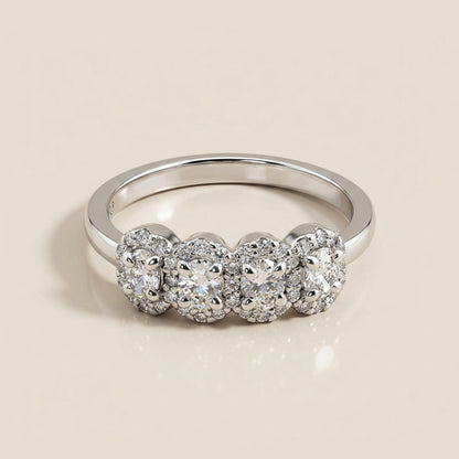 Churumbela Halo de Diamantes en Oro Blanco de 14K
