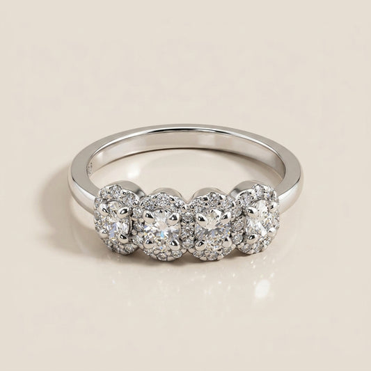Churumbela Halo de Diamantes en Oro Blanco de 14K