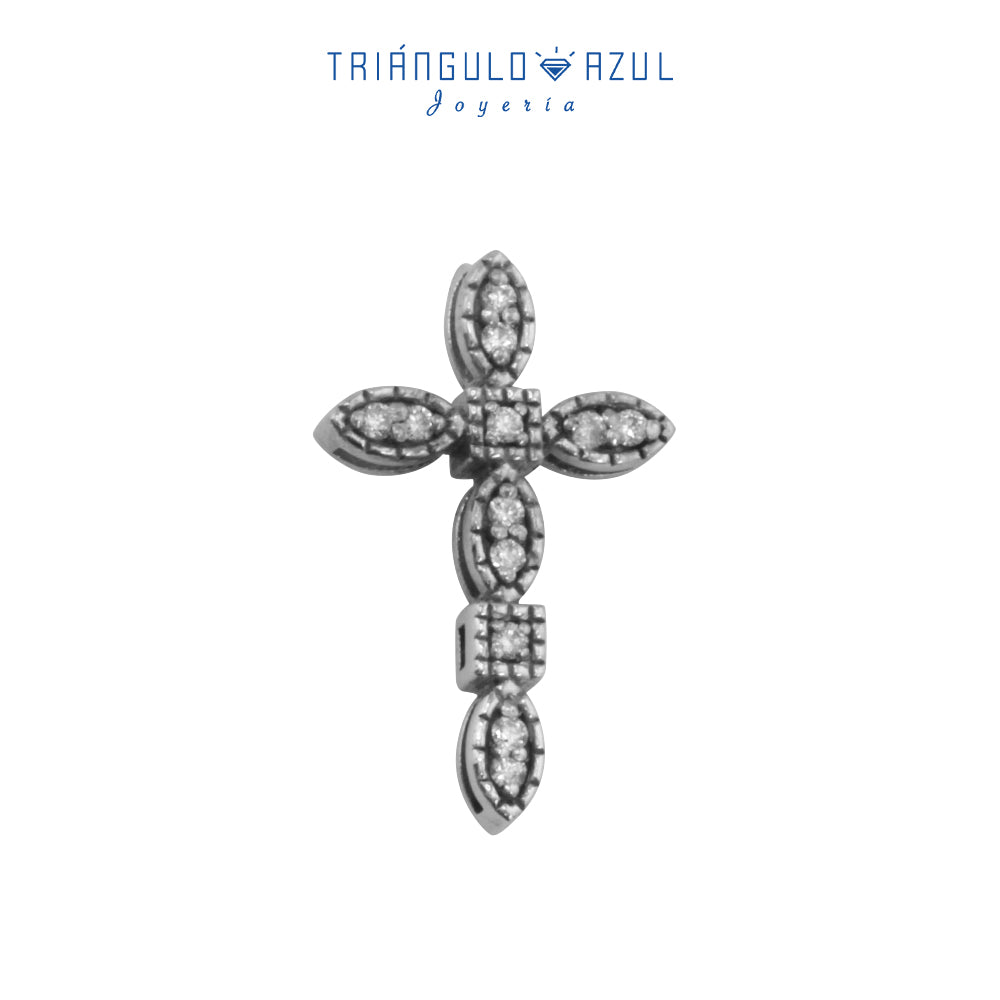 Dije Cruz Milagro de Diamantes con 0.08 CTS en Oro Blanco de 14K
