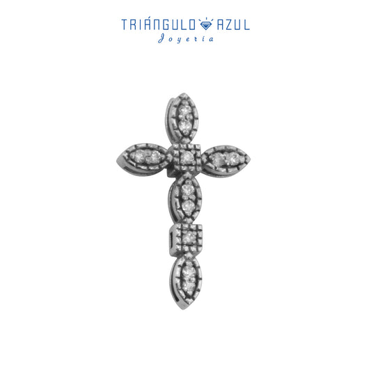 Dije Cruz Milagro de Diamantes con 0.08 CTS en Oro Blanco de 14K