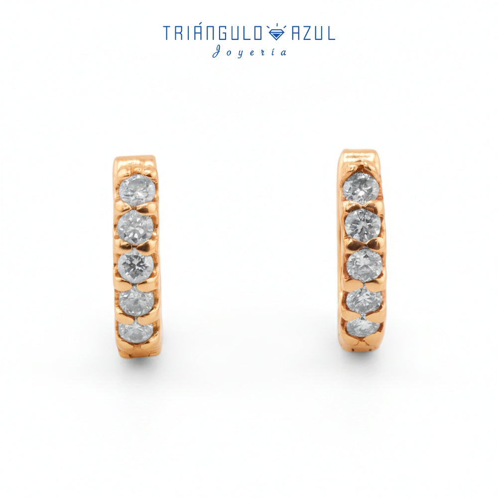 Arracaditas Fer con Diamantes con 0.25 CTS Total en Oro Amarillo con 14K