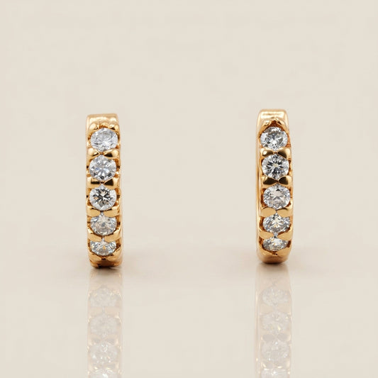 Arracaditas Fer con Diamantes en Oro Amarillo con 14K