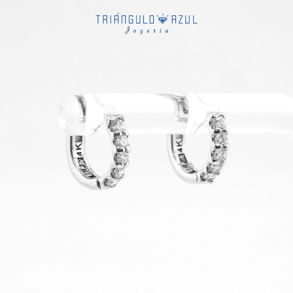Arracaditas Fer de Diamantes con 0.25 CTS Total en Oro Blanco de 14K