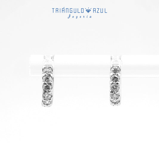 Arracaditas Fer de Diamantes con 0.26 CTS Total en Oro Blanco de 14K