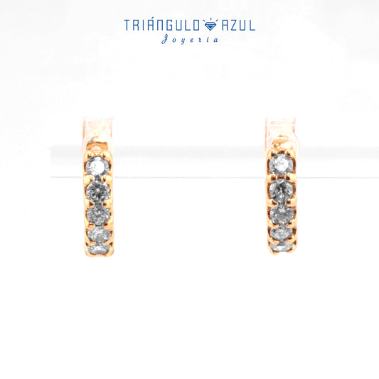 Arracaditas Fer de Diamantes con 0.25 CTS Total en Oro Amarillo de 14K