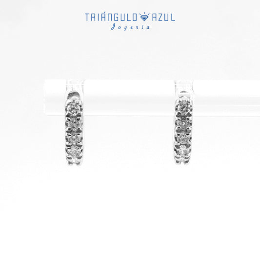 Arracaditas Fer de Diamantes con 0.20 CTS Total en Oro Blanco de 14K