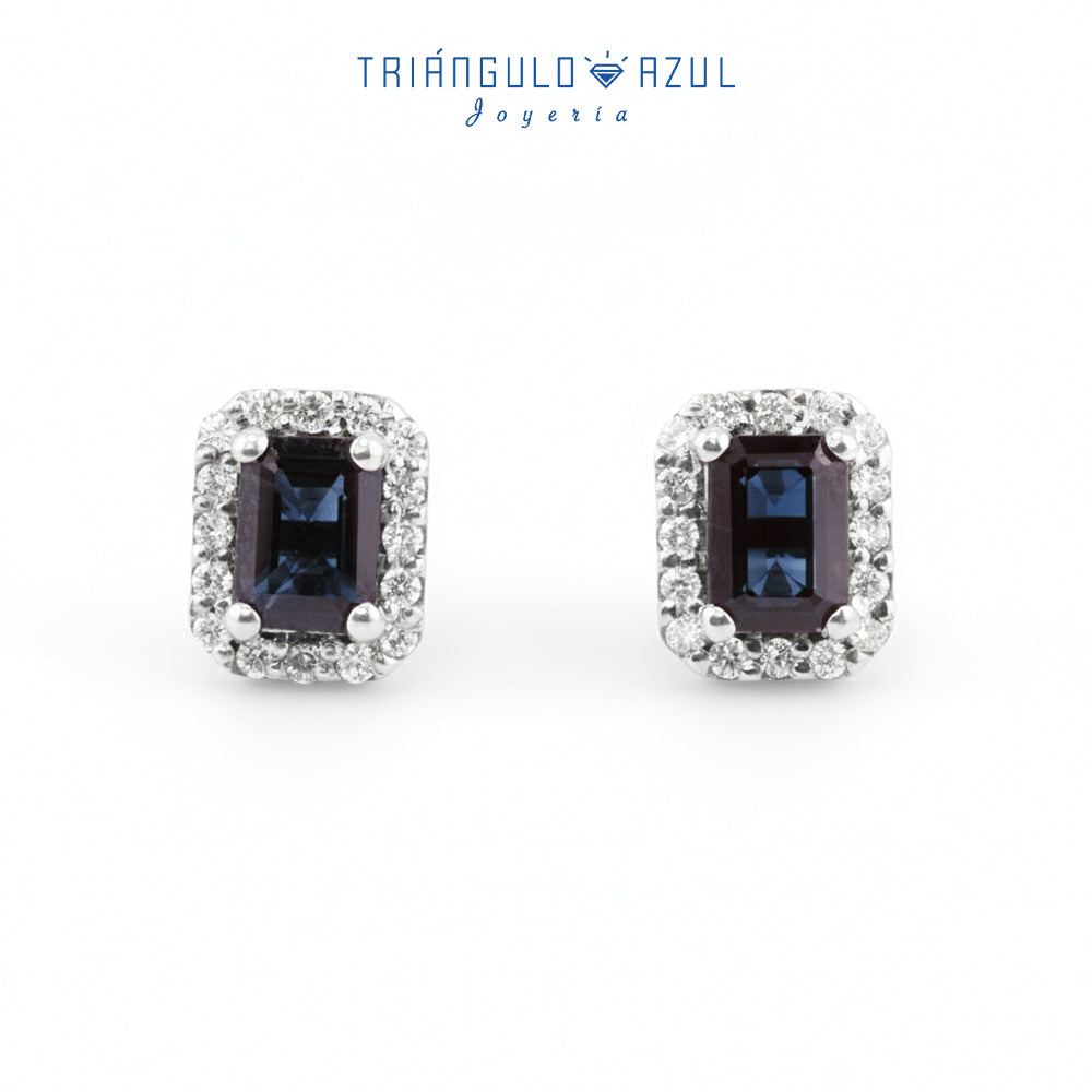 Aretes Andy de Zafiro con 2.40 CTS Total y Diamantes con 0.40 CTS Total en oro Blanco de 14K