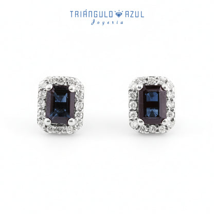 Aretes Andy de Zafiro con 2.40 CTS Total y Diamantes con 0.40 CTS Total en oro Blanco de 14K