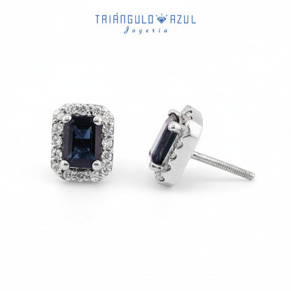 Aretes Andy de Zafiro con 2.40 CTS Total y Diamantes con 0.40 CTS Total en oro Blanco de 14K