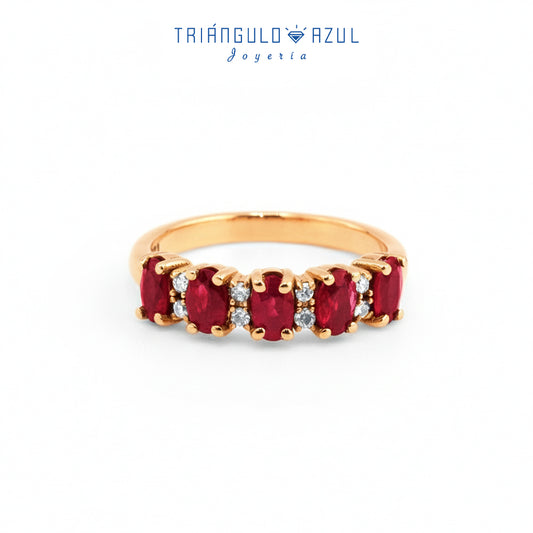 Churumbela Camila de Rubíes con 1.11 CTS Total y Diamantes con 0.08 CTS Total en Oro Amarillo de 14K