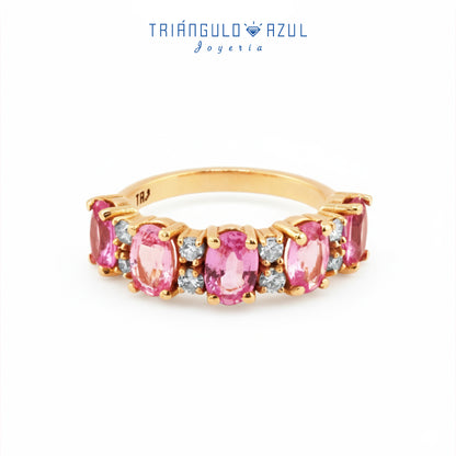 Churumbela Camila de Zafiro Rosa con 2.82 CTS Total y Diamantes de 0.25 CTS Total en Oro Amarillo de 14K