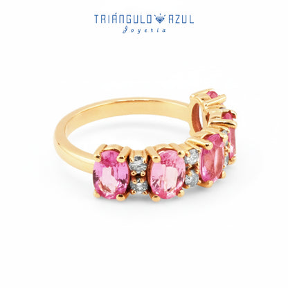 Churumbela Camila de Zafiro Rosa con 2.82 CTS Total y Diamantes de 0.25 CTS Total en Oro Amarillo de 14K
