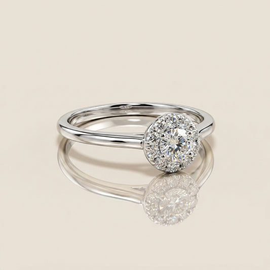 Anillo Compromiso Tipo Roseta en Oro Blanco de 14K