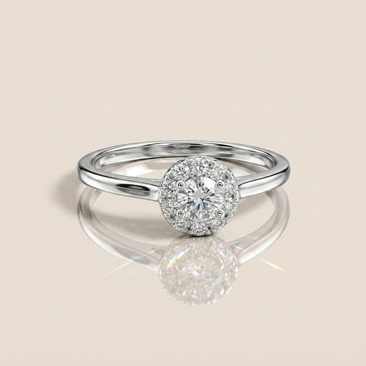 Anillo Compromiso Tipo Roseta en Oro Blanco de 14K