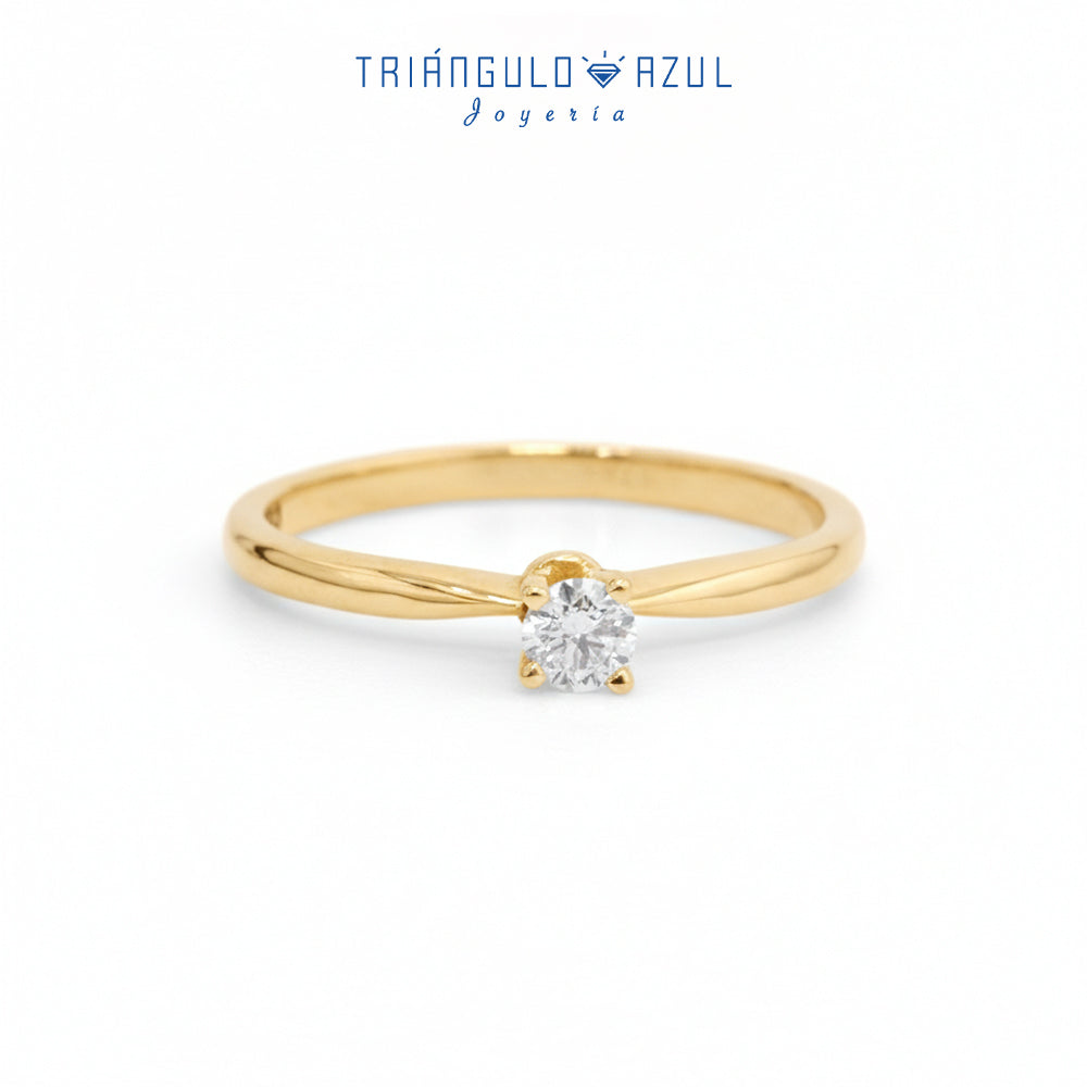 Anillo Compromiso Solitario con Diamante con 0.13 CTS Total en Oro Amarillo de 14K