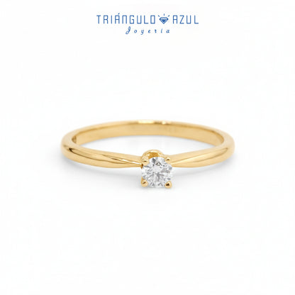 Anillo Compromiso Solitario con Diamante con 0.13 CTS Total en Oro Amarillo de 14K