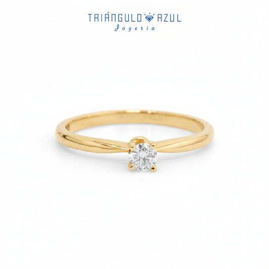 Anillo Compromiso Solitario con Diamante con 0.13 CTS Total en Oro Amarillo de 14K