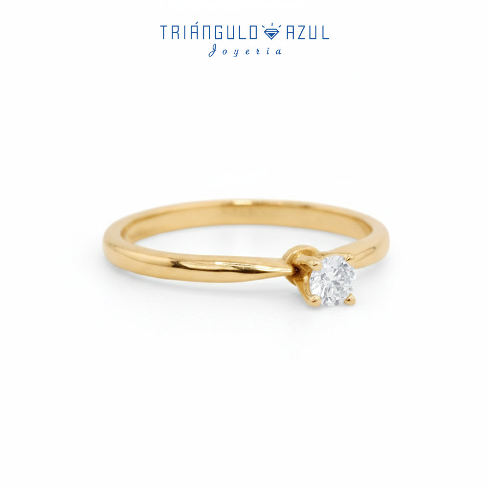 Anillo Compromiso Solitario con Diamante con 0.13 CTS Total en Oro Amarillo de 14K