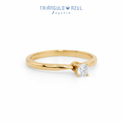 Anillo Compromiso Solitario con Diamante con 0.13 CTS Total en Oro Amarillo de 14K