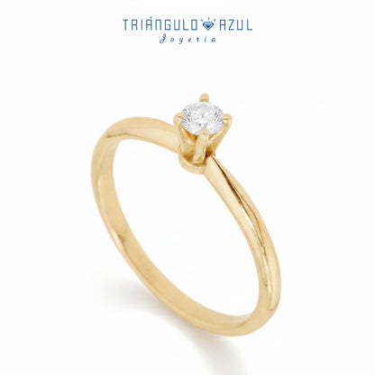 Anillo Compromiso Solitario con Diamante con 0.13 CTS Total en Oro Amarillo de 14K