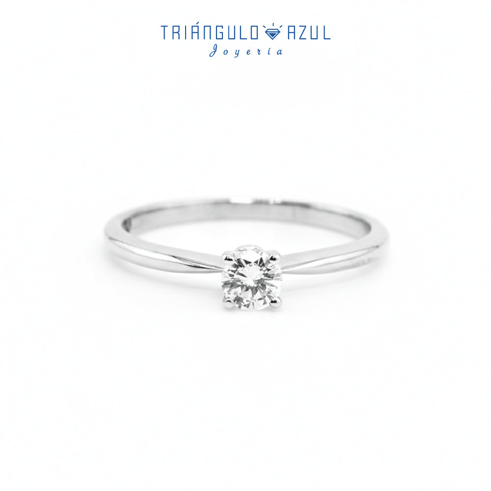 Anillo Compromiso Solitario con Diamante con 0.22 CTS Total en Oro Blanco de 14K