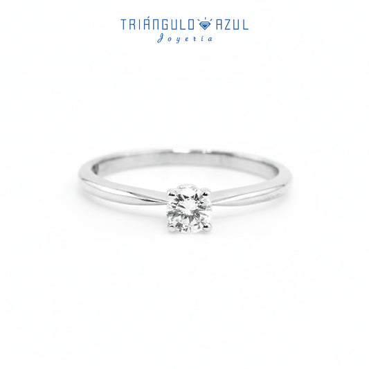 Anillo Compromiso Solitario con Diamante con 0.22 CTS Total en Oro Blanco de 14K