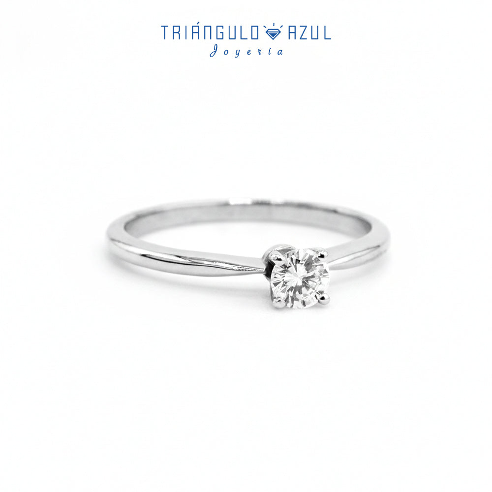 Anillo Compromiso Solitario con Diamante con 0.22 CTS Total en Oro Blanco de 14K