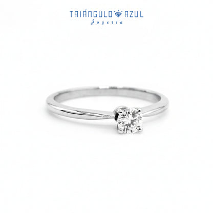 Anillo Compromiso Solitario con Diamante con 0.22 CTS Total en Oro Blanco de 14K