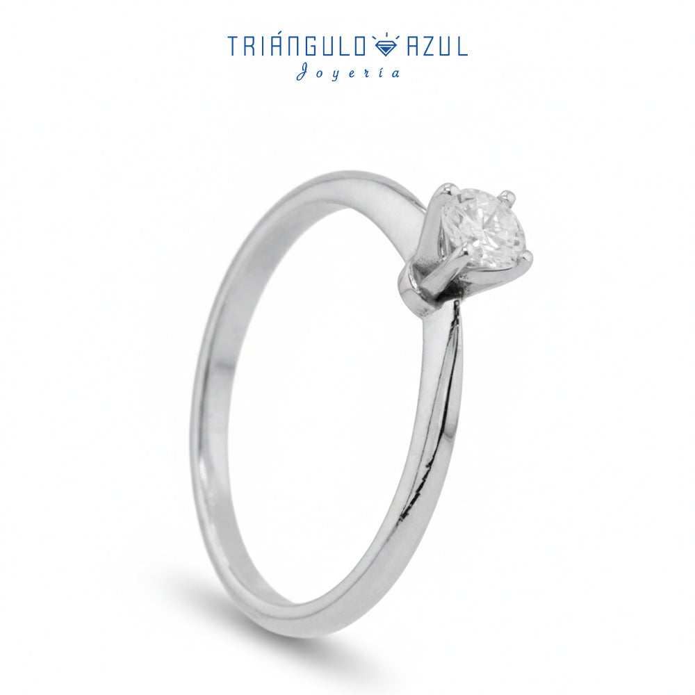 Anillo Compromiso Solitario con Diamante con 0.22 CTS Total en Oro Blanco de 14K