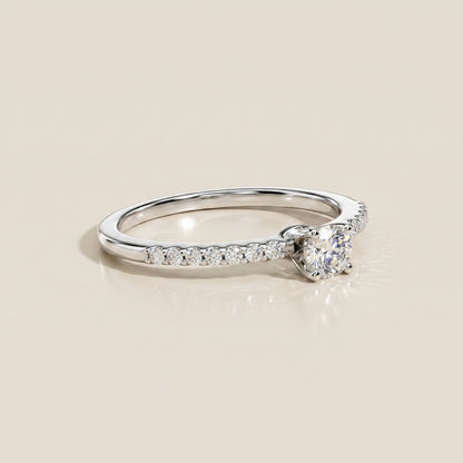 Anillo Compromiso Solitario en Oro Blanco de 14K