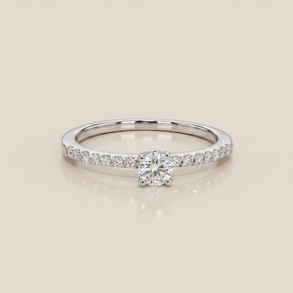 Anillo Compromiso Solitario en Oro Blanco de 14K