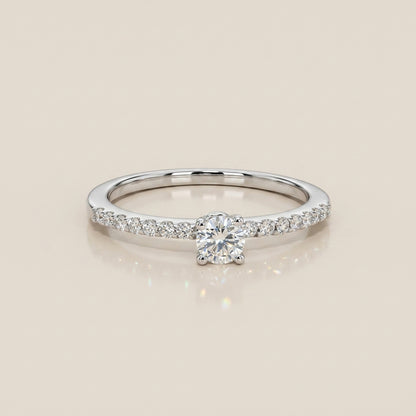 Anillo Compromiso Solitario en Oro Blanco de 14K