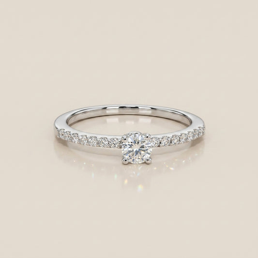 Anillo Compromiso Solitario en Oro Blanco de 14K