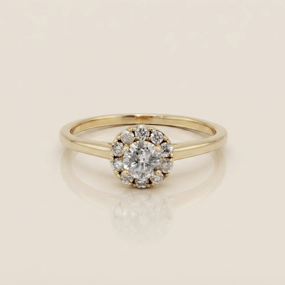 Anillo de Compromiso con Halo en Oro Amarillo de 14K