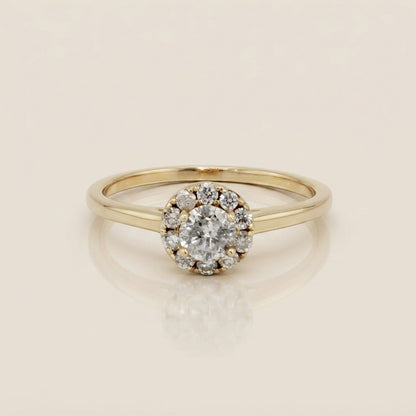Anillo de Compromiso con Halo en Oro Amarillo de 14K