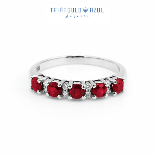 Churumbela Isabel de Rubíes con 0.63 CTS Total y Diamantes con 0.08 CTS Total en Oro Blanco de 14K
