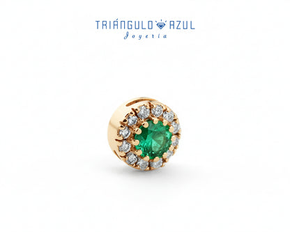 Dije a Juego de Esmeralda con 0.16 CTS Total y Diamantes con 0.11 CTS en Oro Amarillo de 14K