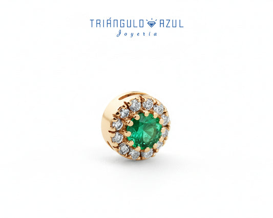 Dije a Juego de Esmeralda con 0.16 CTS Total y Diamantes con 0.11 CTS en Oro Amarillo de 14K