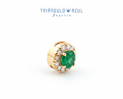 Dije a Juego de Esmeralda con 0.16 CTS Total y Diamantes con 0.11 CTS en Oro Amarillo de 14K